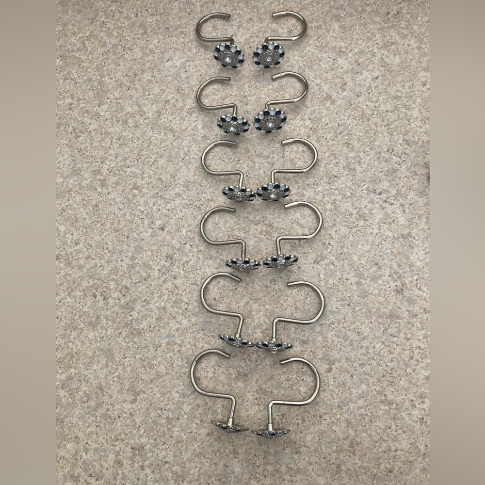 Shower Curtain Rings Silver White and black